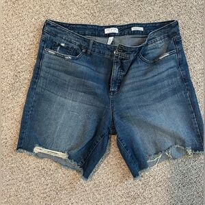 Sofia by Sofia Vergara Blue Distressed Jean Shorts Frayed Hem